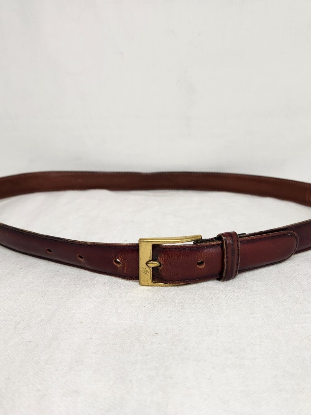 Vintage Dooney & Burke Mens 34 Brown Red Large Dress Belt Wellington Calf